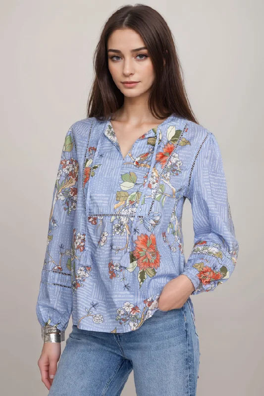 Johnny Was Mosaic Curved Hem Prairie Cotton Blouse R19824