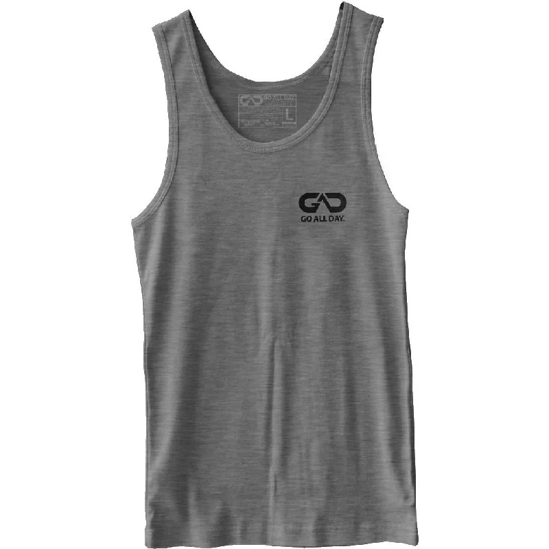 GO ALL DAY® Unisex Tank (Heather Grey) Small Logo