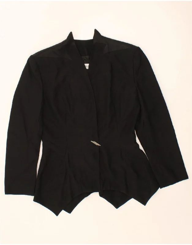 VINTAGE Womens 1 Button Blazer Jacket IT 42 Medium Black Acetate