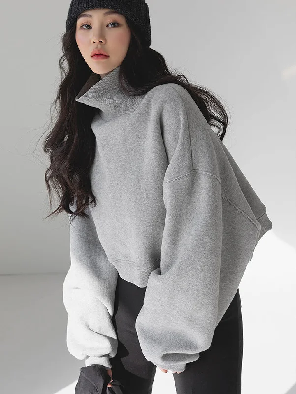 E2595 Fleece-Lined Turtleneck Sweatshirt