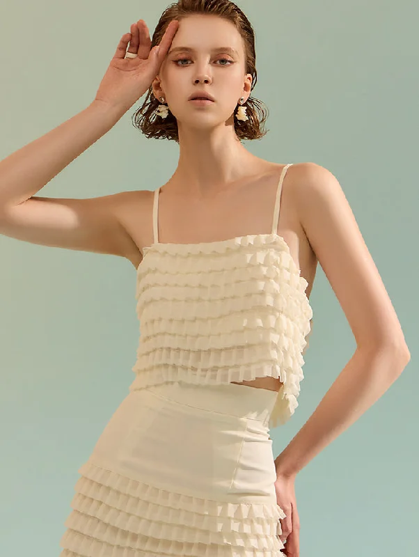 B9156 Tiered Frill Sleeveless Blouse