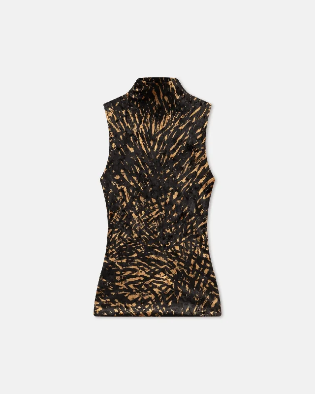 Annyka - Printed Crushed-Velvet Top - Fur Stroke Animal