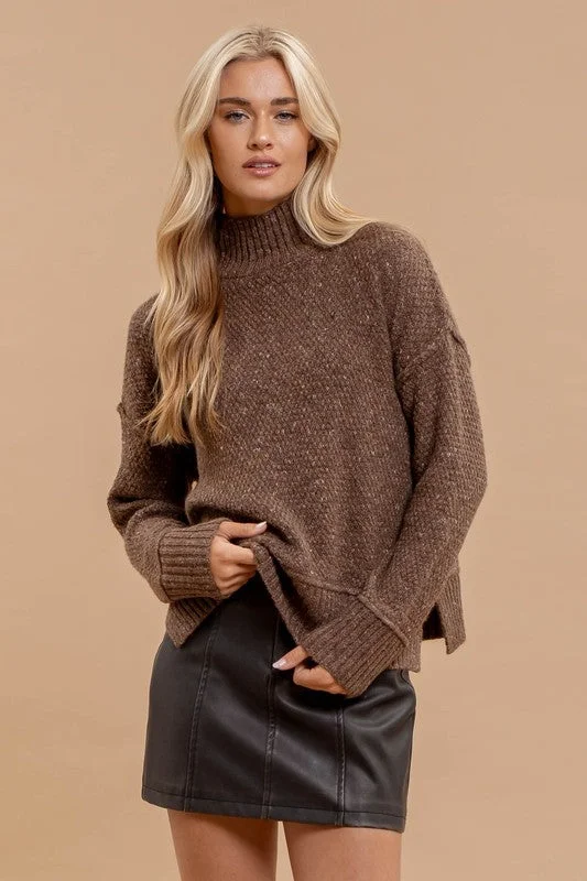 ZENDAYA WOOL BLEND TURTLENECK LONG SLEEVE SWEATER