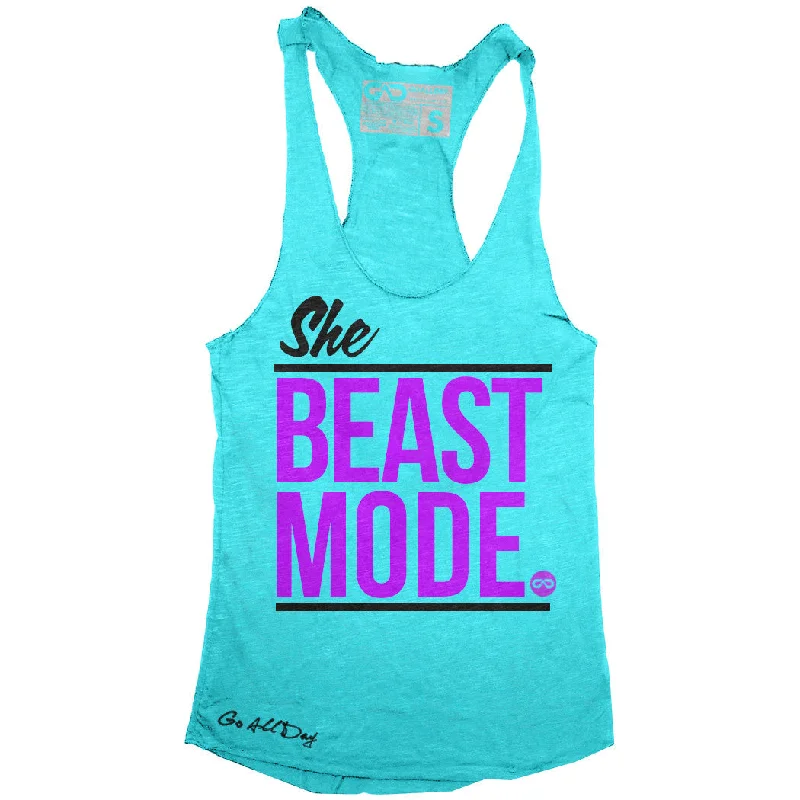 "SHE BEAST MODE" Signature Series Racerback Tank (Teal)