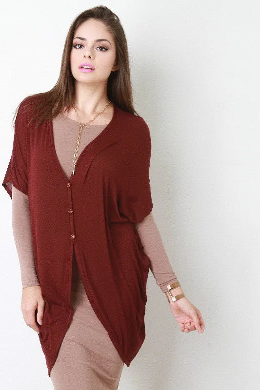 Extra Long Half Sleeve Cocoon Cardigan