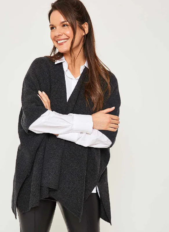 Kimono Rib Cashmere Cardigan - Charcoal