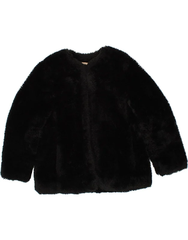 GAP Womens Faux Fur Overcoat UK 14 Medium Black