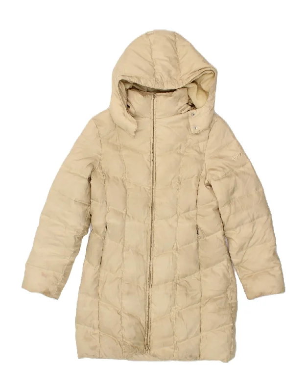 FILA Womens Hooded Padded Coat UK 14 Large  Beige Polyester