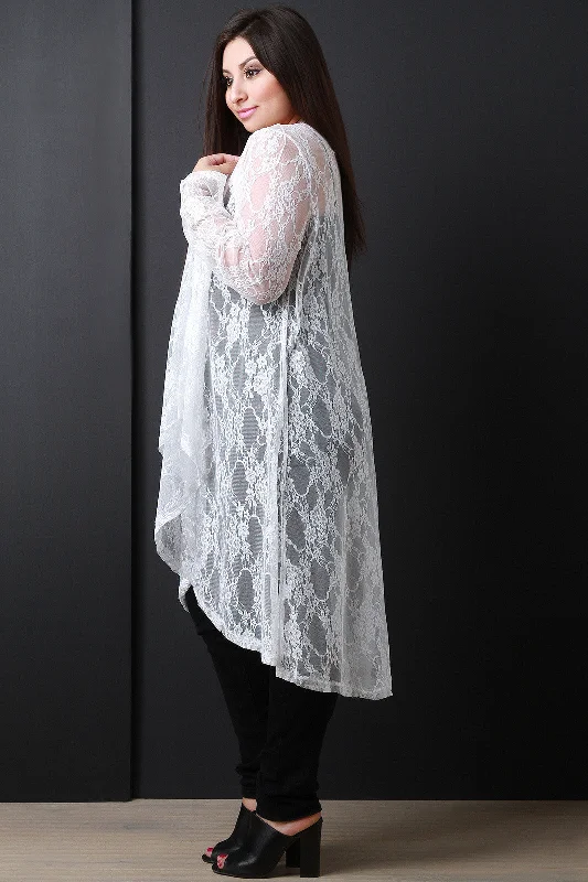 Floral Lace Longline Cardigan