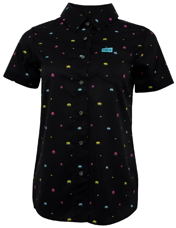 Space Invader Women's Short Sleeve Party Shirt