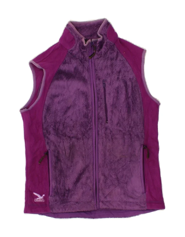 SALEWA Womens Fleece Gilet UK 10 Small Purple Colourblock Polyester