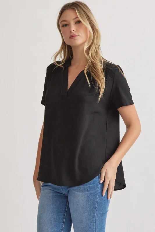 Solid V-neck Top