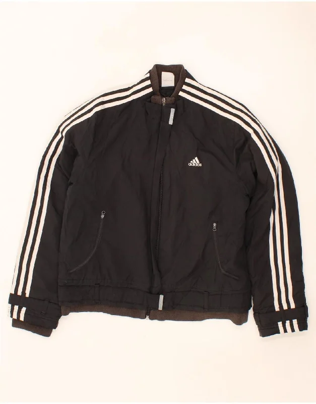 ADIDAS Womens Windbreaker Jacket UK 12 Medium Black Polyester