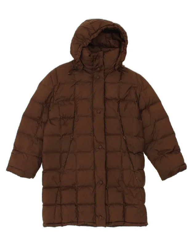 GEO SPIRIT Womens Hooded Padded Coat EU 42 Large Brown Polyester