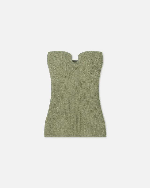 Zessa - Terry-Knit Bandeau Top - Faded Sage