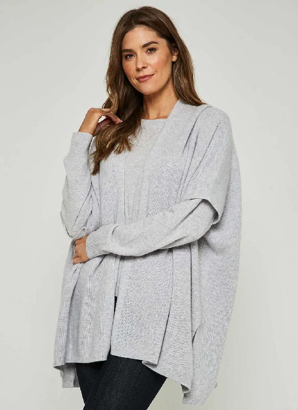 Kimono Rib Cashmere Cardigan - Glass Grey