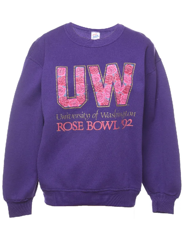 Purple Floral Printed Sweatshirt - M