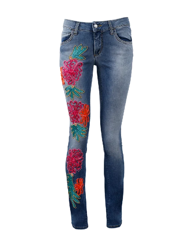 Corinna Floral Embroidered Denim