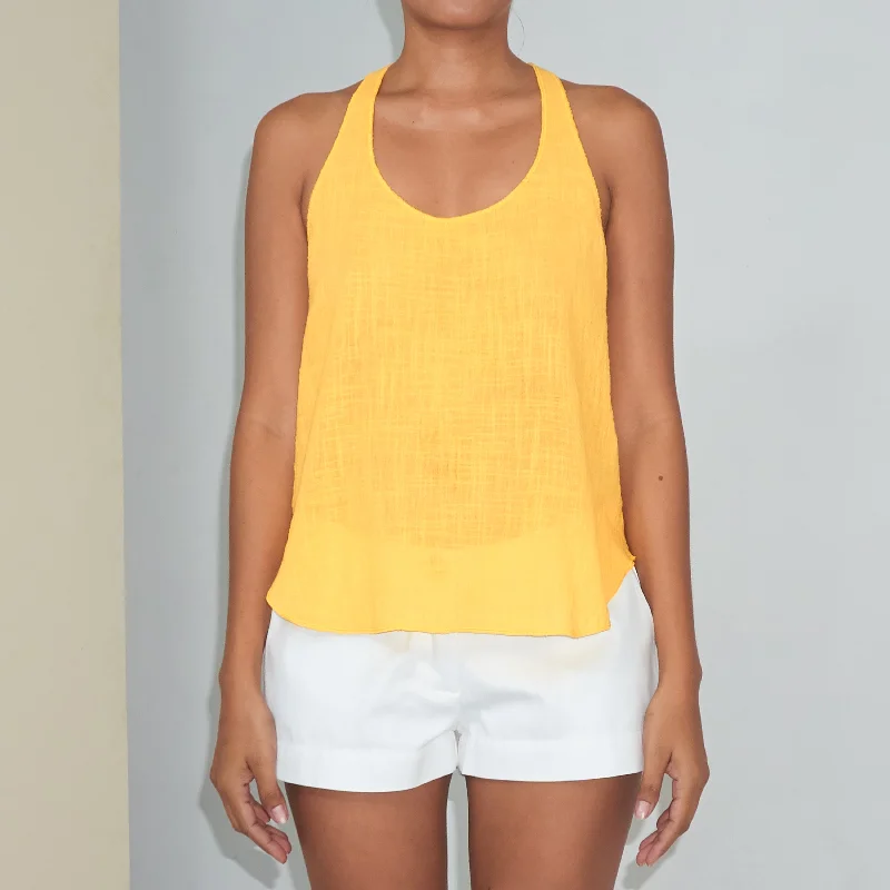 DAUN RACER TANK TOP - Cotton Gauze | Bright Yellow