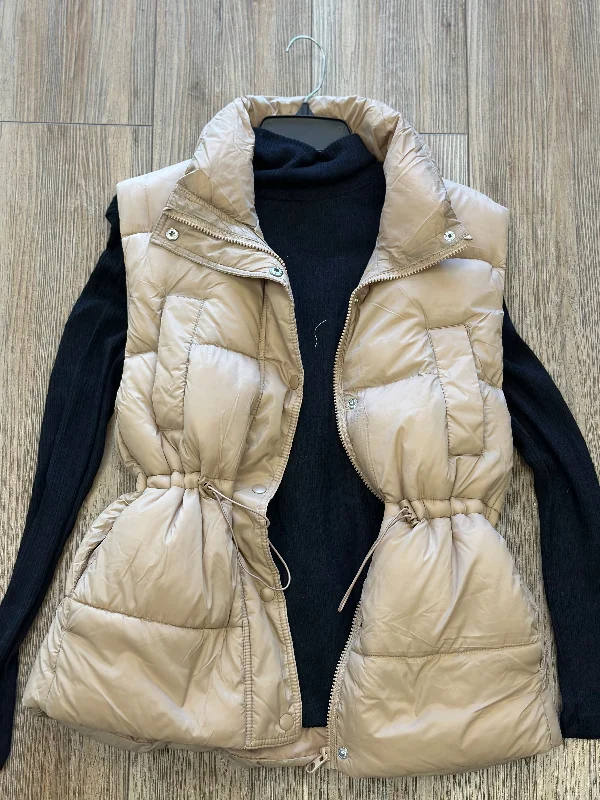 Beige Mid Length Puffer Vest