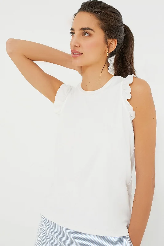 White Ruffle Lea Tank