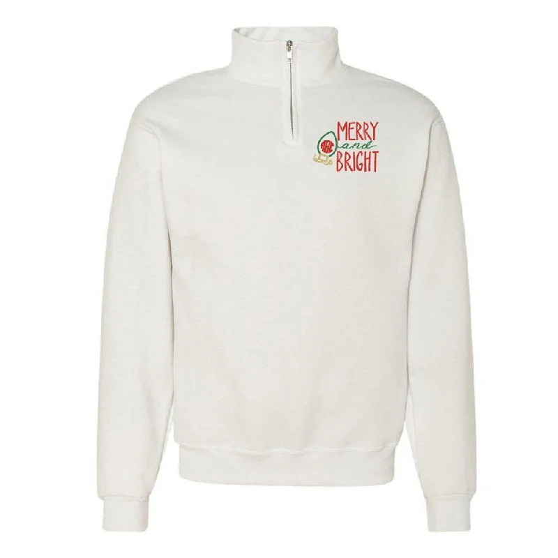 Monogrammed Merry & Bright Quarter Zip Sweatshirt