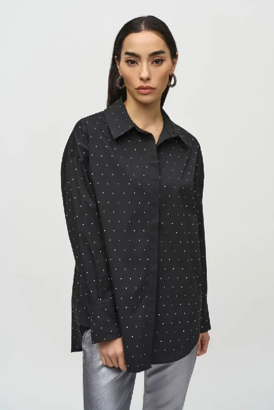 Joseph Ribkoff Embellished Stretch Button-Down Blouse 244950