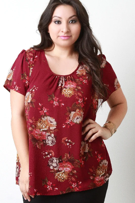 Floral Print Boxy Chiffon Top