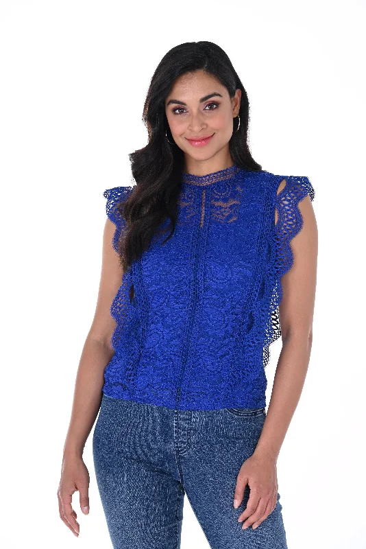 Frank Lyman Design Royal Blue Floral Lace 2-Piece Top 246254U