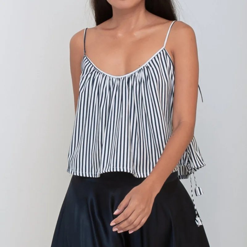 RINKI FLOW STRING CAMISOLE - Cotton Voile | Stripe Midnight Blue & Off White