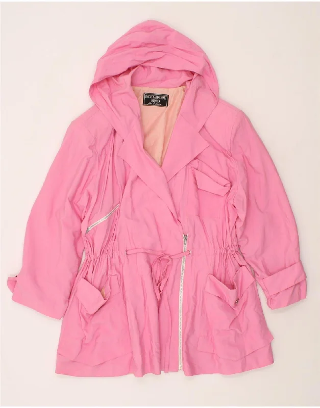 VINTAGE Womens Hooded Overcoat UK 22 3XL Pink Viscose