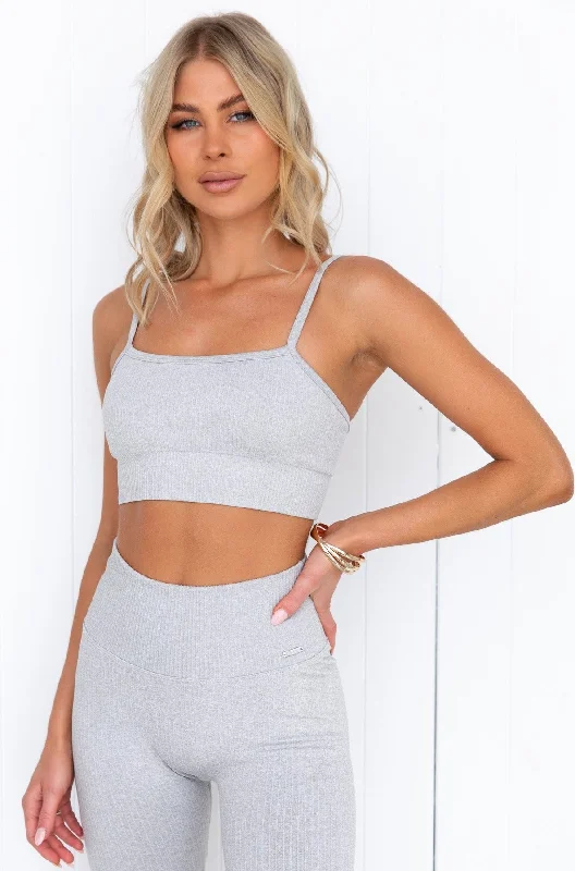 Light Grey Melange Ribbed Seamless Strap Bra