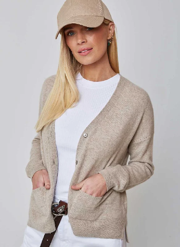 New Boxy Cashmere Cardigan - Chinchilla