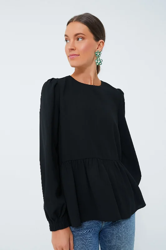 Black Carlota Peplum Blouse