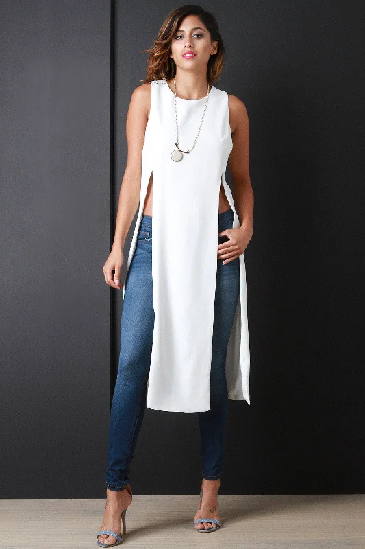 Multi-Slit Sleeveless Maxi Top