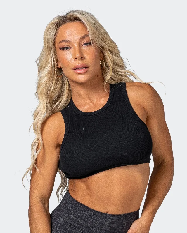 HBxMN Bliss Rib Cropped Tank - Black