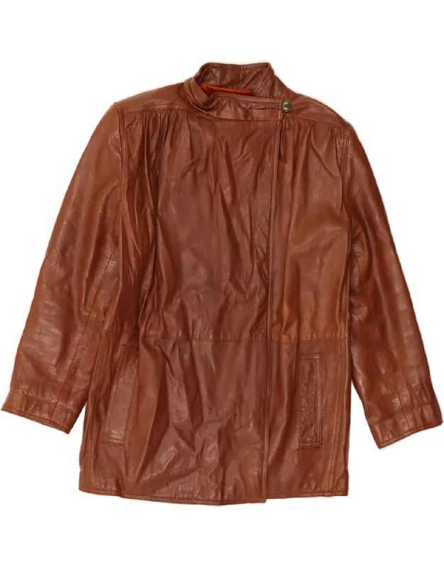 GIORGIO ARMANI Womens Vintage Leather Jacket UK 14 Medium Brown Leather