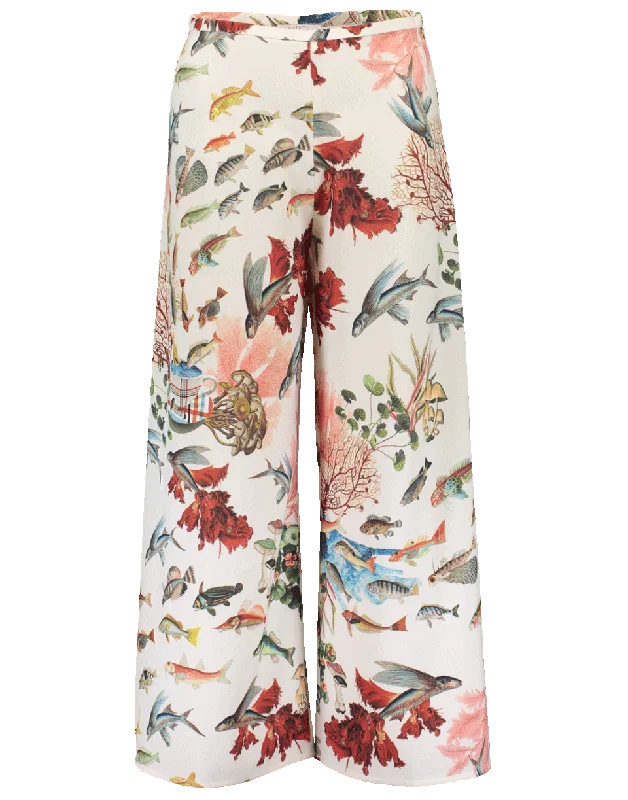 Fish Print Cropped Pant