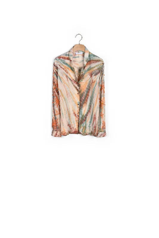 Chemise en soie tie and dye et perles