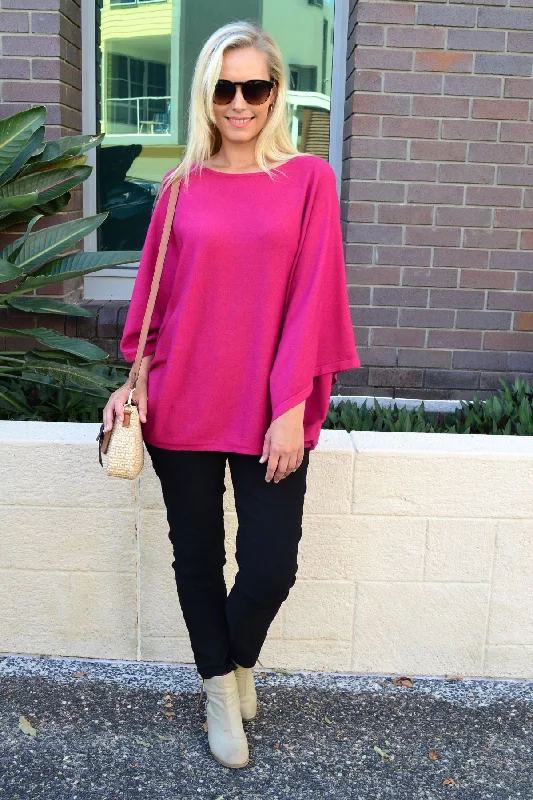 Hot Pink Rounded Tunic Poncho