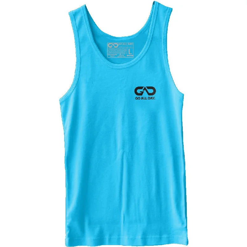 GO ALL DAY® Unisex Tank (Neon Heather Blue) Small Logo