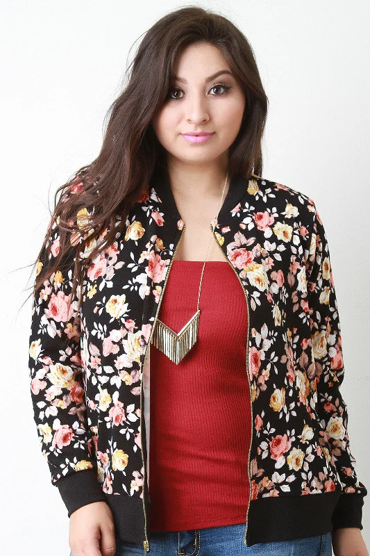 Floral Zip Up Jacket