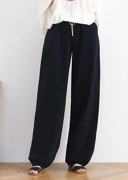 Fashion Elastic Waist Wide Leg Pants Black