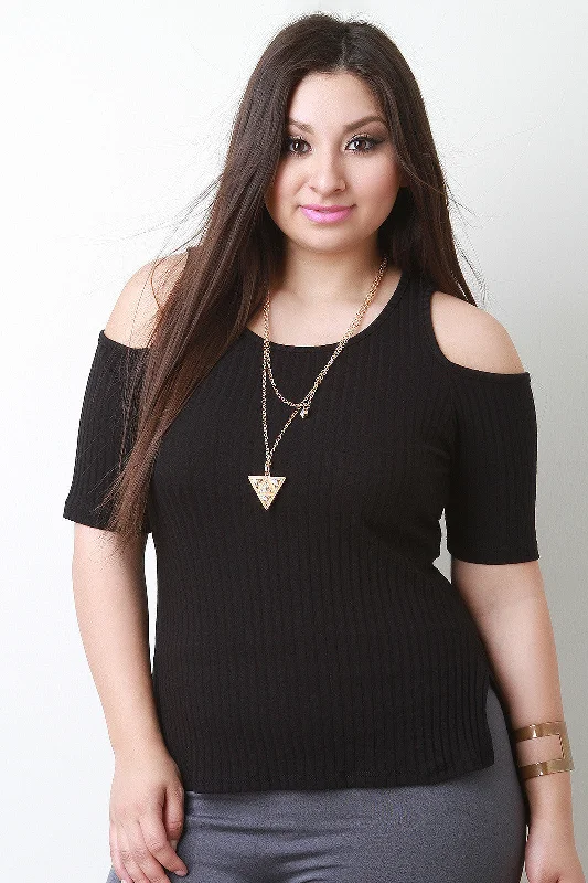 High Low Cold Shoulder Necklace Top