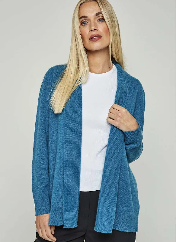 Split Back Cashmere Cardigan - Teal