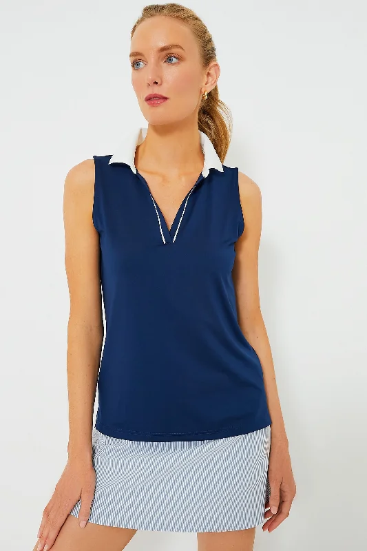 Navy Sleeveless Caroline Polo