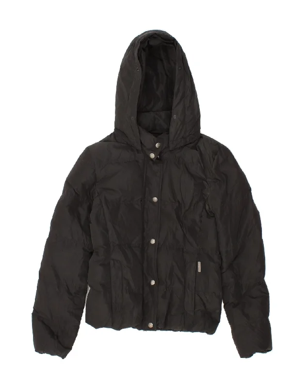 WOOLRICH Womens Hooded Padded Jacket UK 6 XS Black Nylon