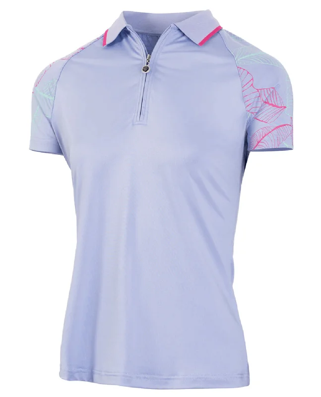 ISLAND GREEN Printed Leaf Polo 301 Lavender