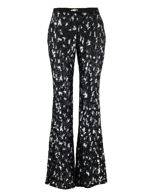 Leopard Embroidered Flare Pant