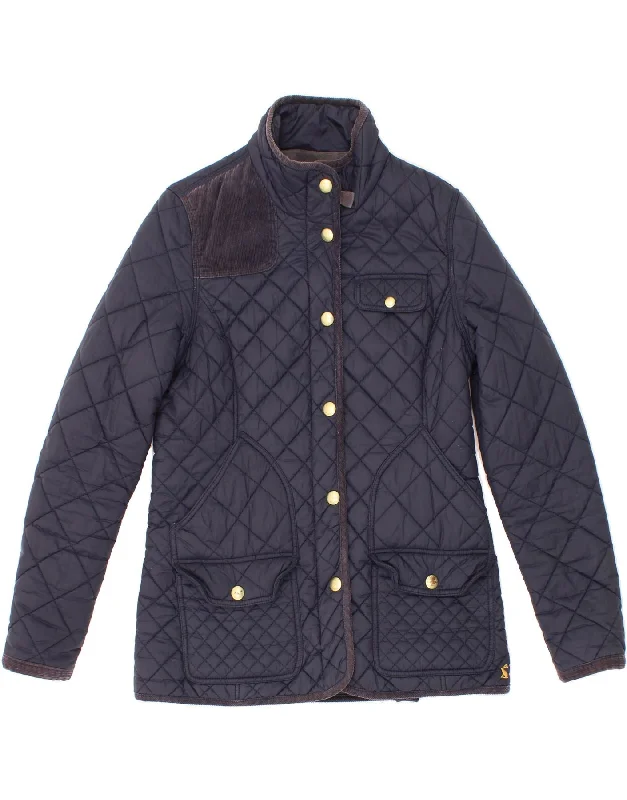 JOULES Womens Quilted Jacket UK 12 Medium Navy Blue Polyamide